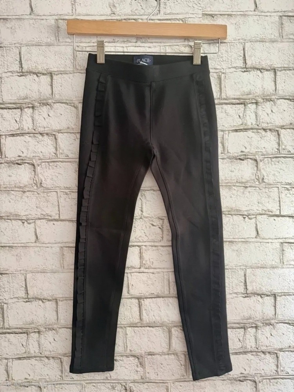 The Children's Place Black Leggings with Side Ruffle Trim